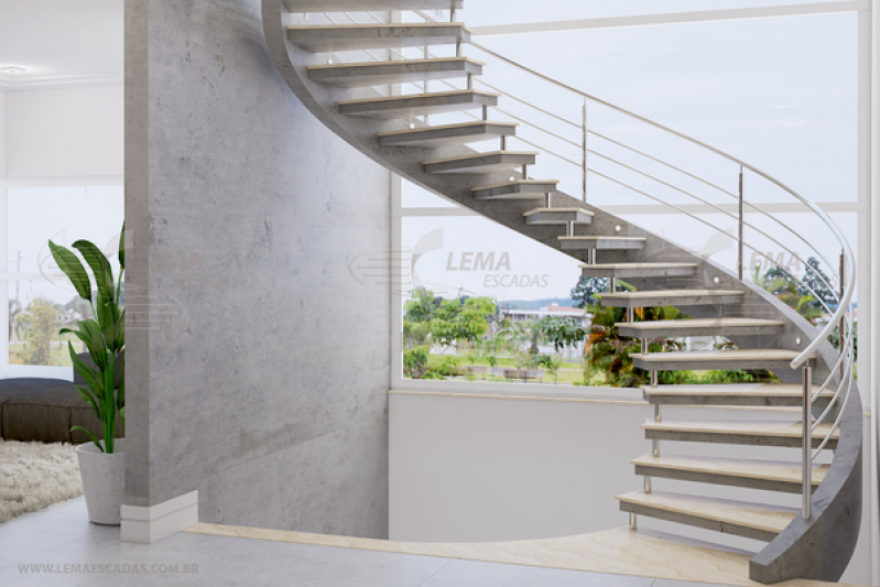 Escada Vazada com Vidro Valores Irati - Escada Vazada de Concreto Curitiba